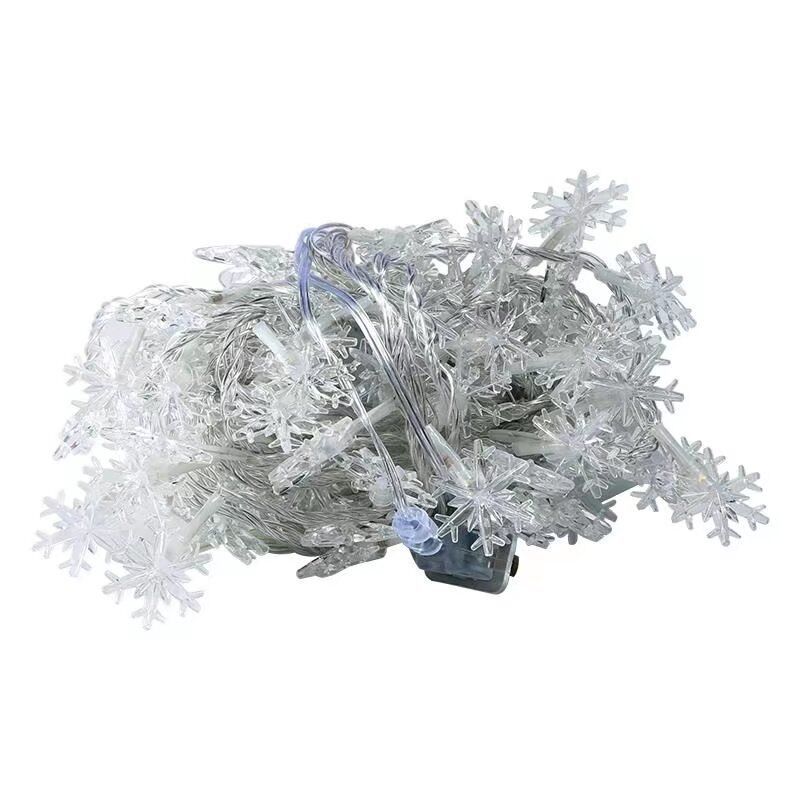 LED Snowflake String Lights – 3M | Warm White / Multicolor | Battery Powered