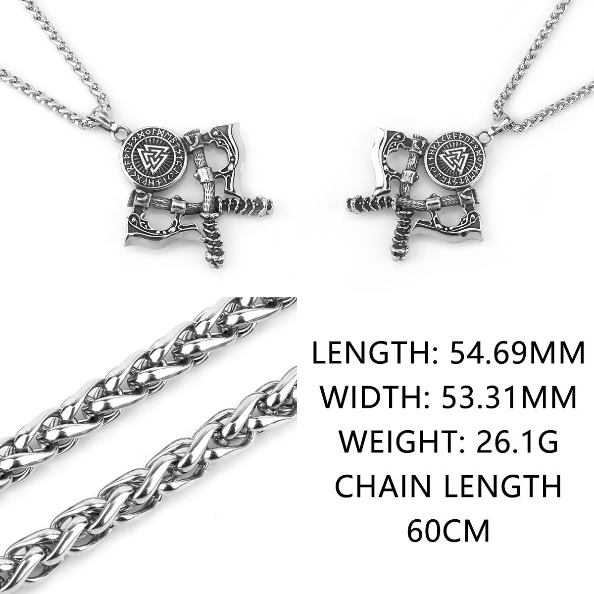 Double Axe Stainless Steel Pendant Necklace