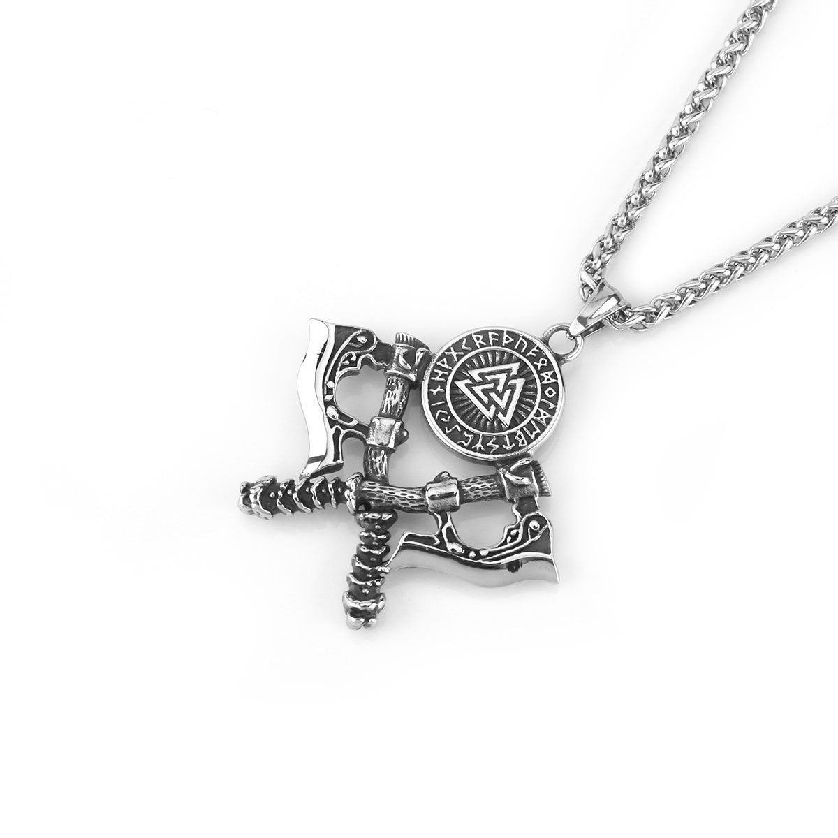 Double Axe Stainless Steel Pendant Necklace