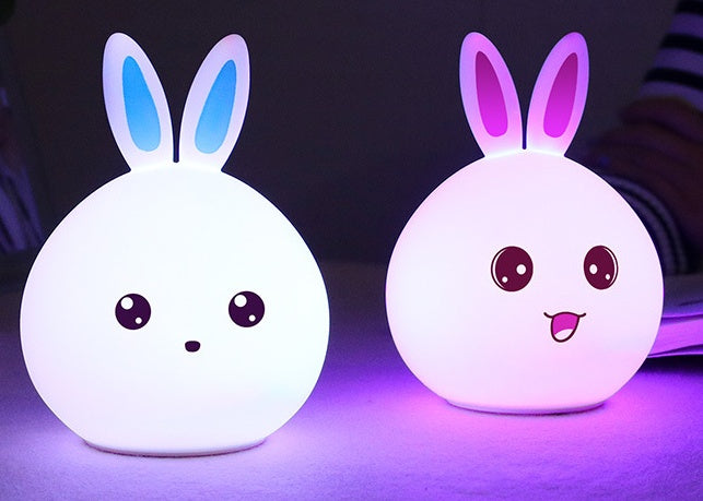 Cute Bunny LED Night Light – Soft Silicone Touch Lamp (Rechargeable, 7 Colors)