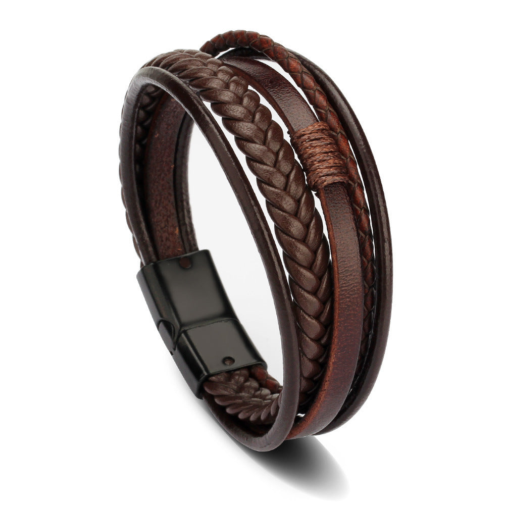 Genuine Leather Braided Magnetic Clasp Bracelet for Men – Premium Handcrafted Design