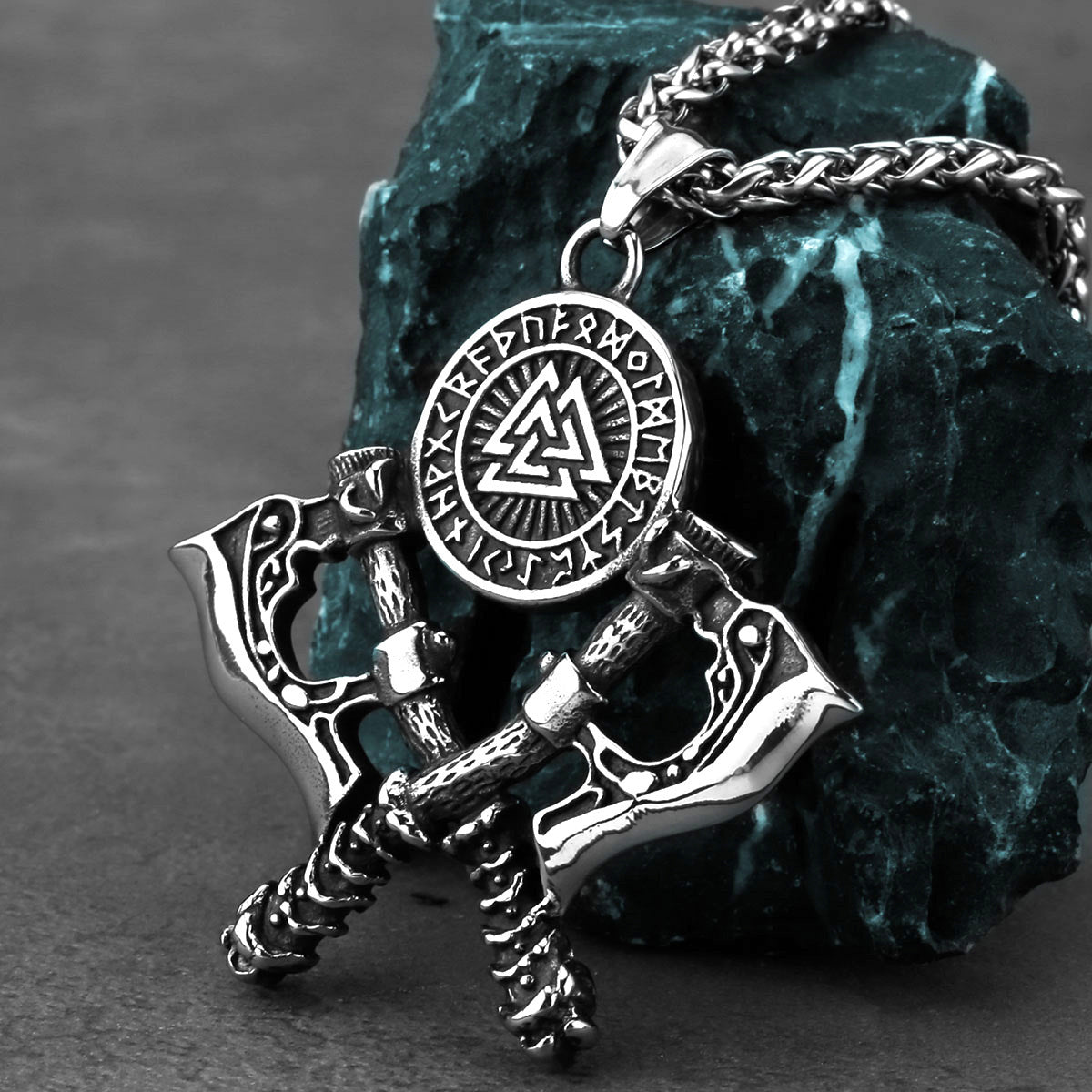 Double Axe Stainless Steel Pendant Necklace