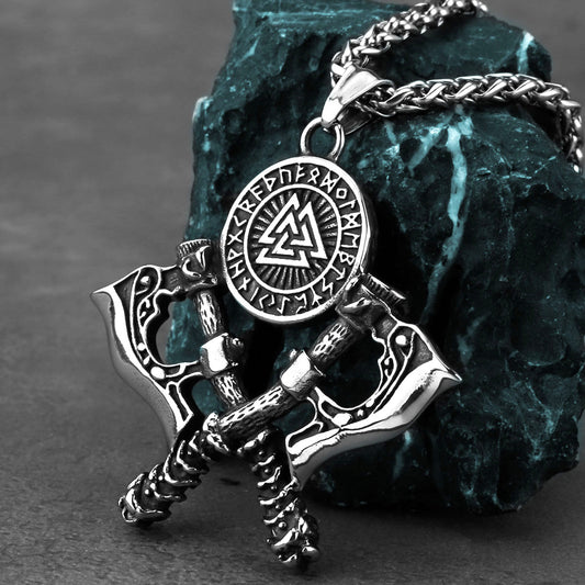 Double Axe Stainless Steel Pendant Necklace