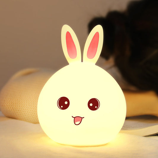 Cute Bunny LED Night Light – Soft Silicone Touch Lamp (Rechargeable, 7 Colors)