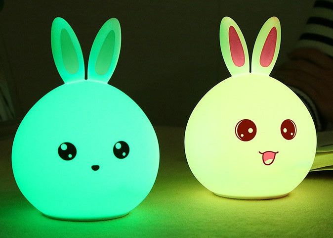 Cute Bunny LED Night Light – Soft Silicone Touch Lamp (Rechargeable, 7 Colors)