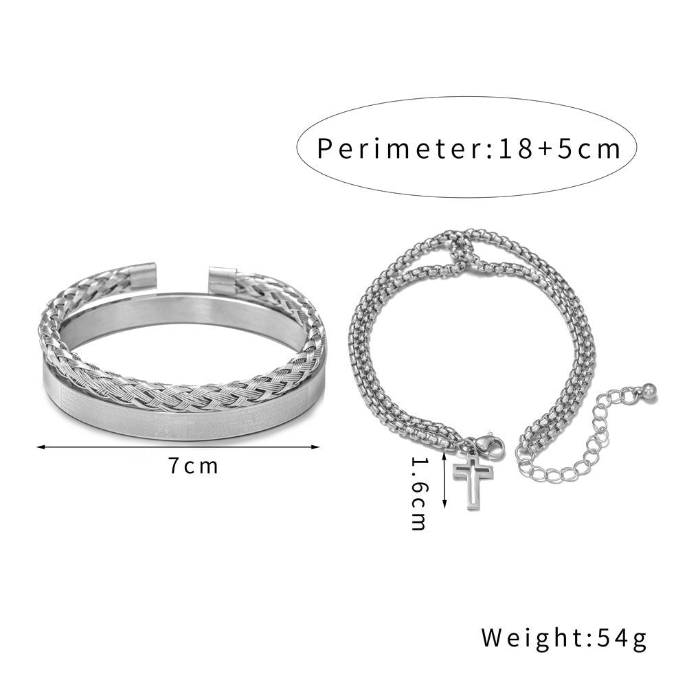Layered Vintage Bracelet Set – Silver Plated Wristband