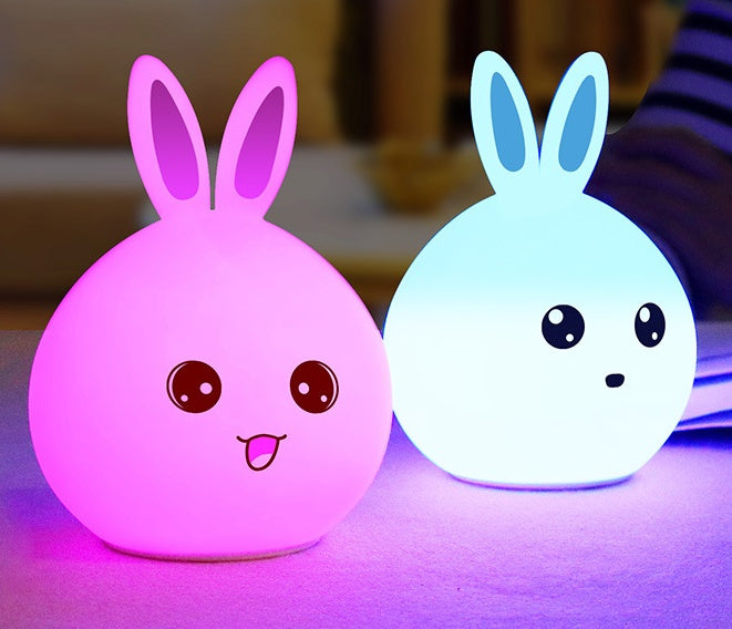 Cute Bunny LED Night Light – Soft Silicone Touch Lamp (Rechargeable, 7 Colors)