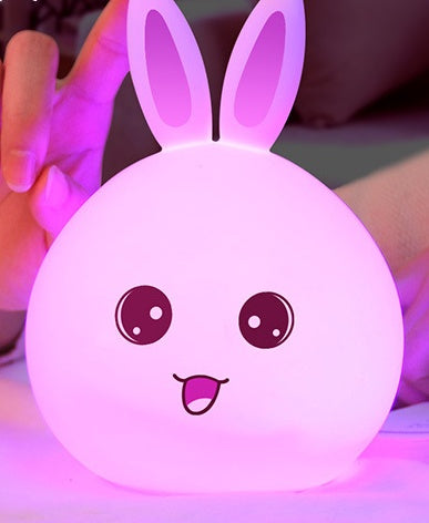 Cute Bunny LED Night Light – Soft Silicone Touch Lamp (Rechargeable, 7 Colors)