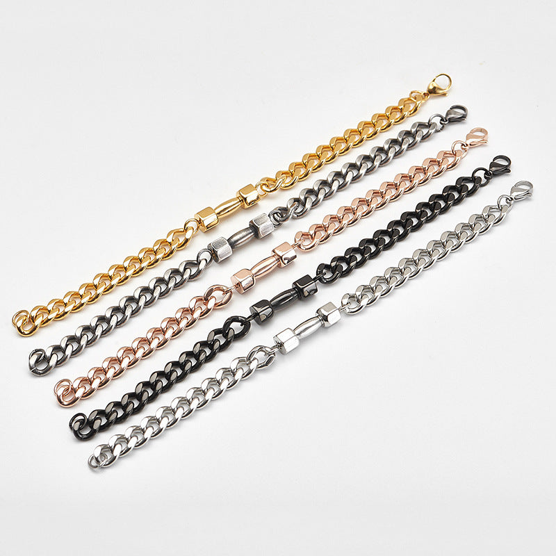 Titanium Steel Chain Bracelet – Dumbbell Charm Vintage Style
