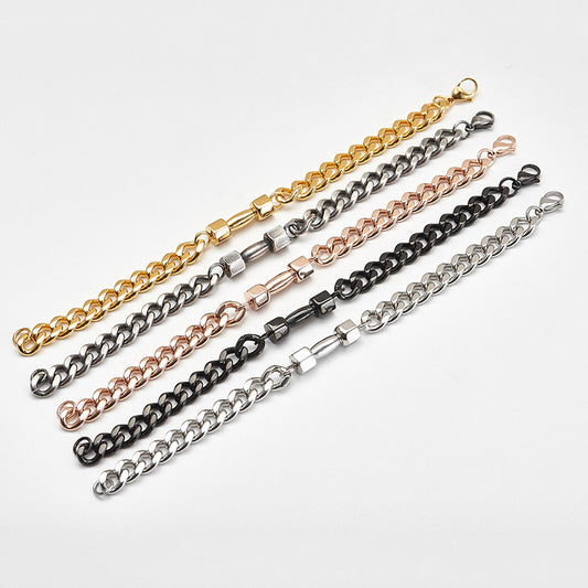 Titanium Steel Chain Bracelet – Dumbbell Charm Vintage Style