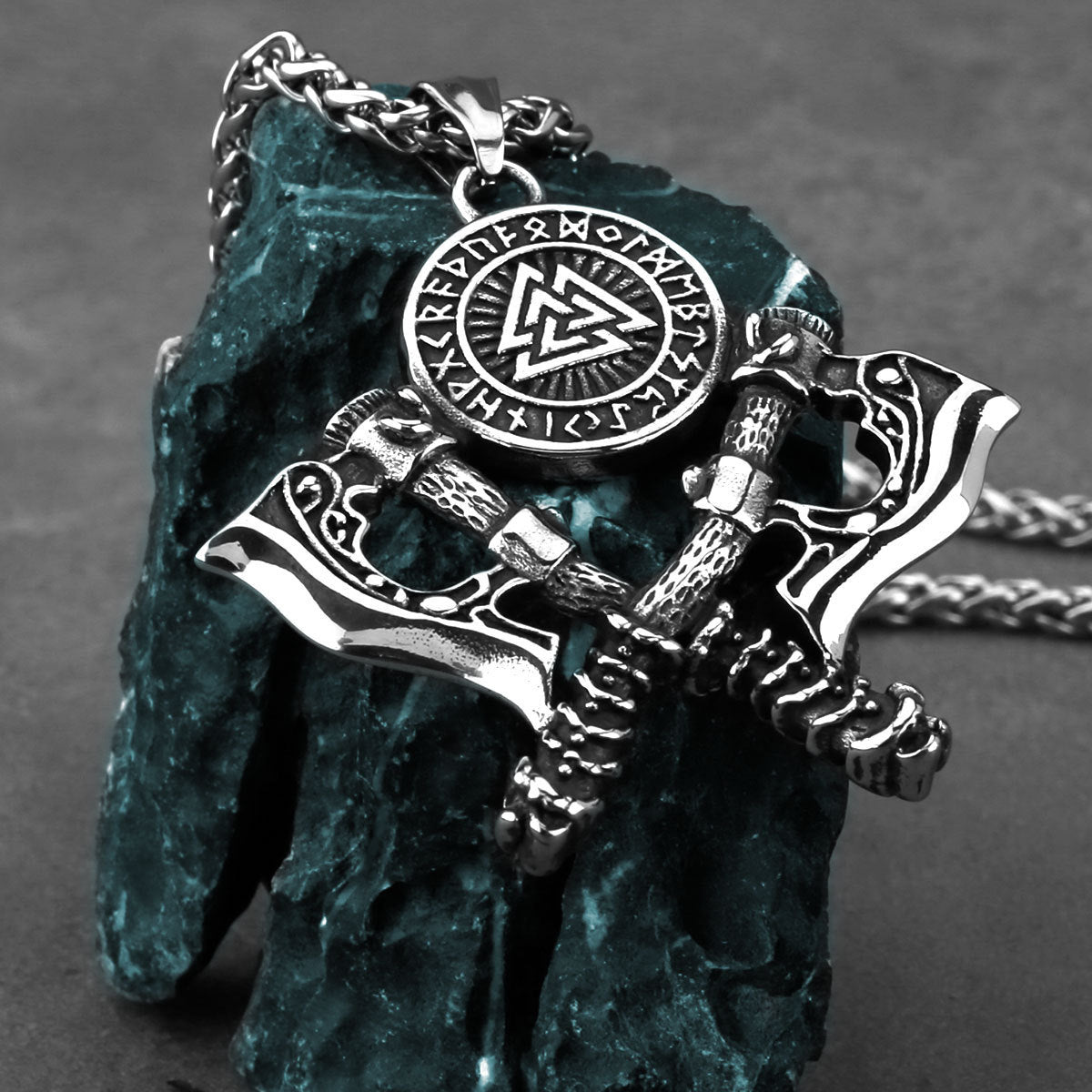 Double Axe Stainless Steel Pendant Necklace