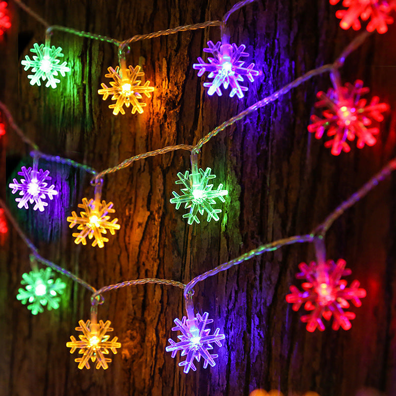 LED Snowflake String Lights – 3M | Warm White / Multicolor | Battery Powered