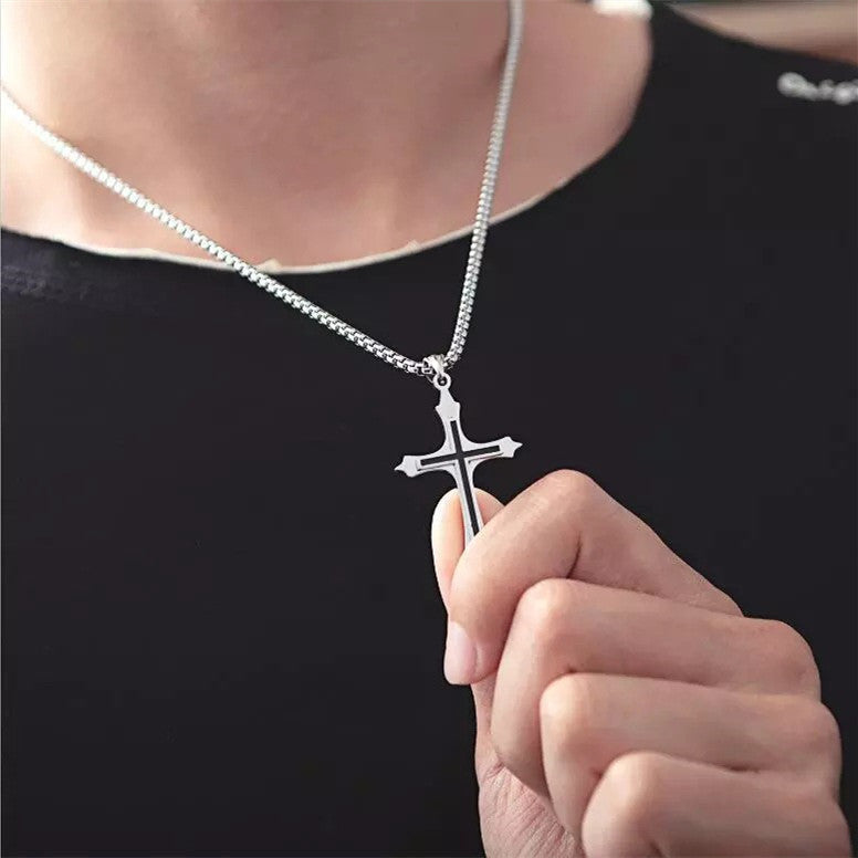 Stainless Steel Cross Pendant Necklace – Modern & Minimalist Design